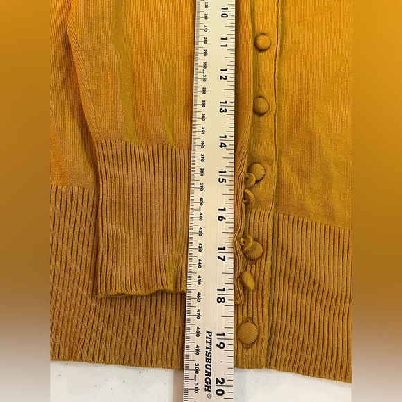 Philosophy Cardigan Gold Scoop Neck Button Front 3/4 Sleeves Knit Sz Large - Picture 10 of 11